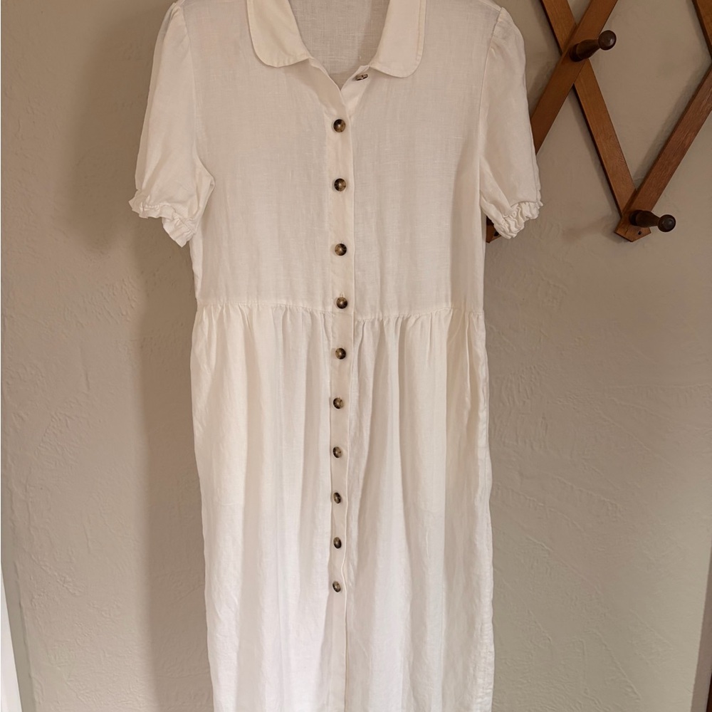 Aritzia Wilfred Naeva White Button-Down 100% Linen Dress - Picture 2 of 6